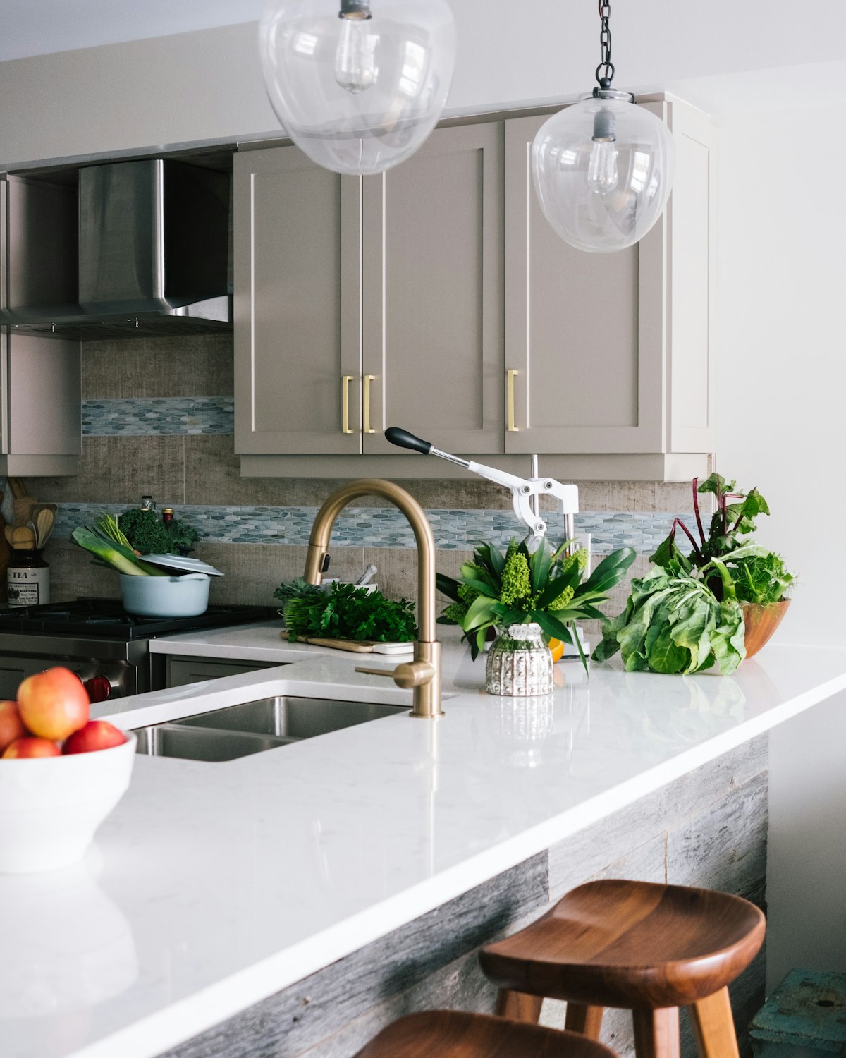 Craftsman hand-finishing custom cabinetry